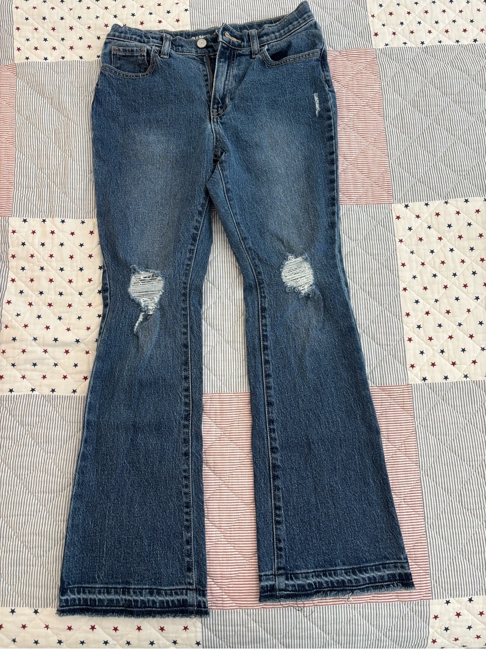 Old Navy Dark Blue Distressed Flare Jeans - Kids
